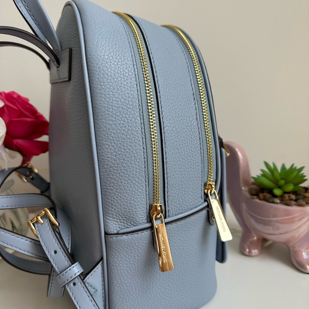 Michael Kors Adina Medium Leather Backpack Pale Blue - Picture 5 of 8